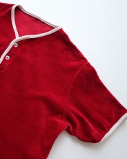 画像4: 〜70's UNKNOWN BRAND VELOUR S/S HENLEY NECK TOP (4)