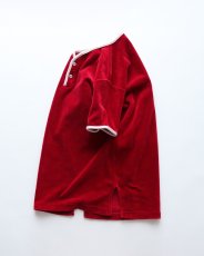 画像2: 〜70's UNKNOWN BRAND VELOUR S/S HENLEY NECK TOP (2)
