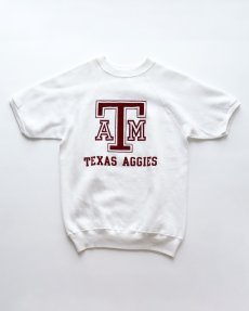 画像1: 70's Collegiate Pacific FLOCK PRINT S/S CREW NECK SWEAT "TEXAS AGGIES" "MADE IN USA" (1)