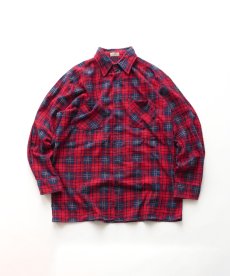 画像1: 80's SAUGATUCK COTTON PRINT CHECK FLANNEL SHIRT (1)