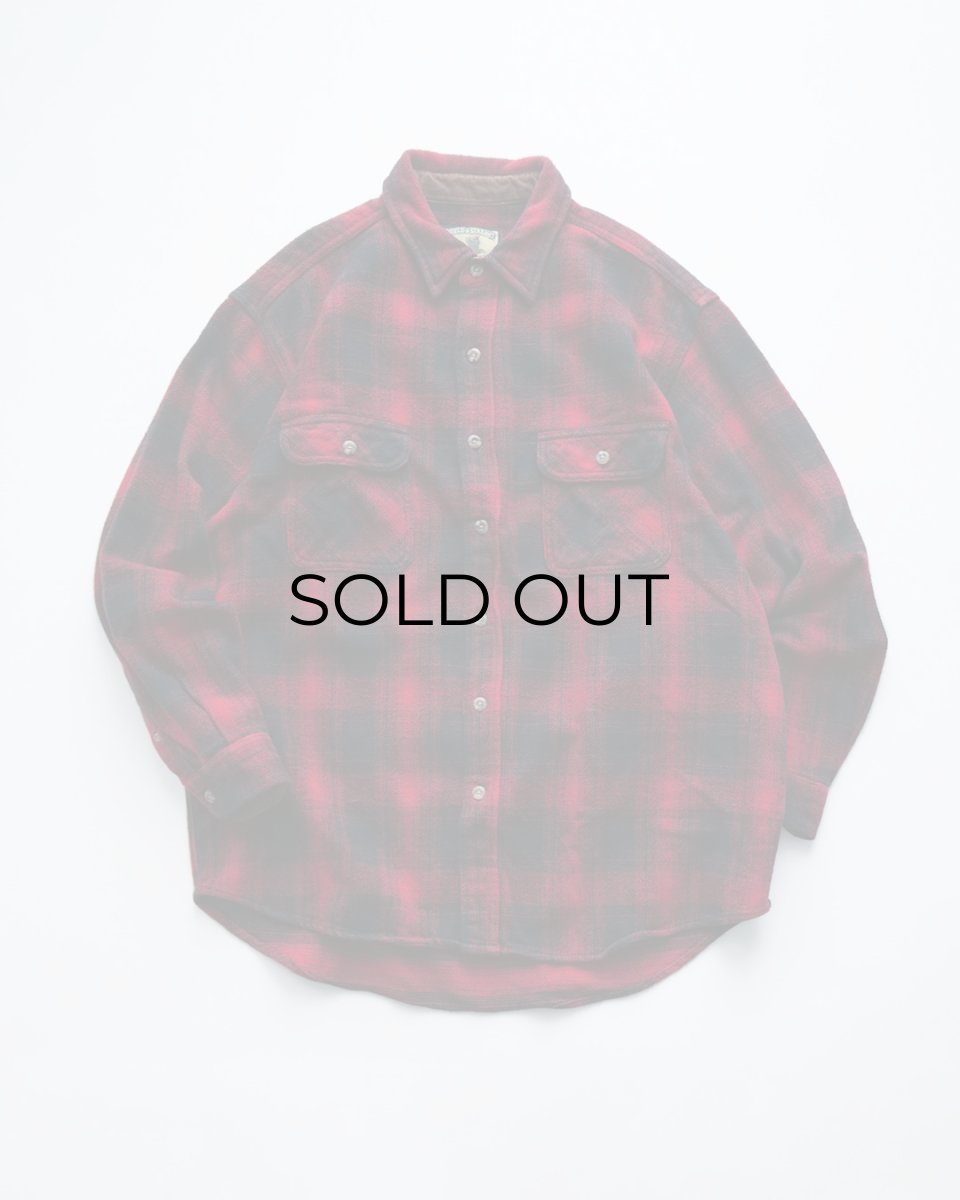 画像1: FIELD & STREAM COTTON OMBRE CHECK HEAVY FLANNEL SHIRT 【XL】 (1)