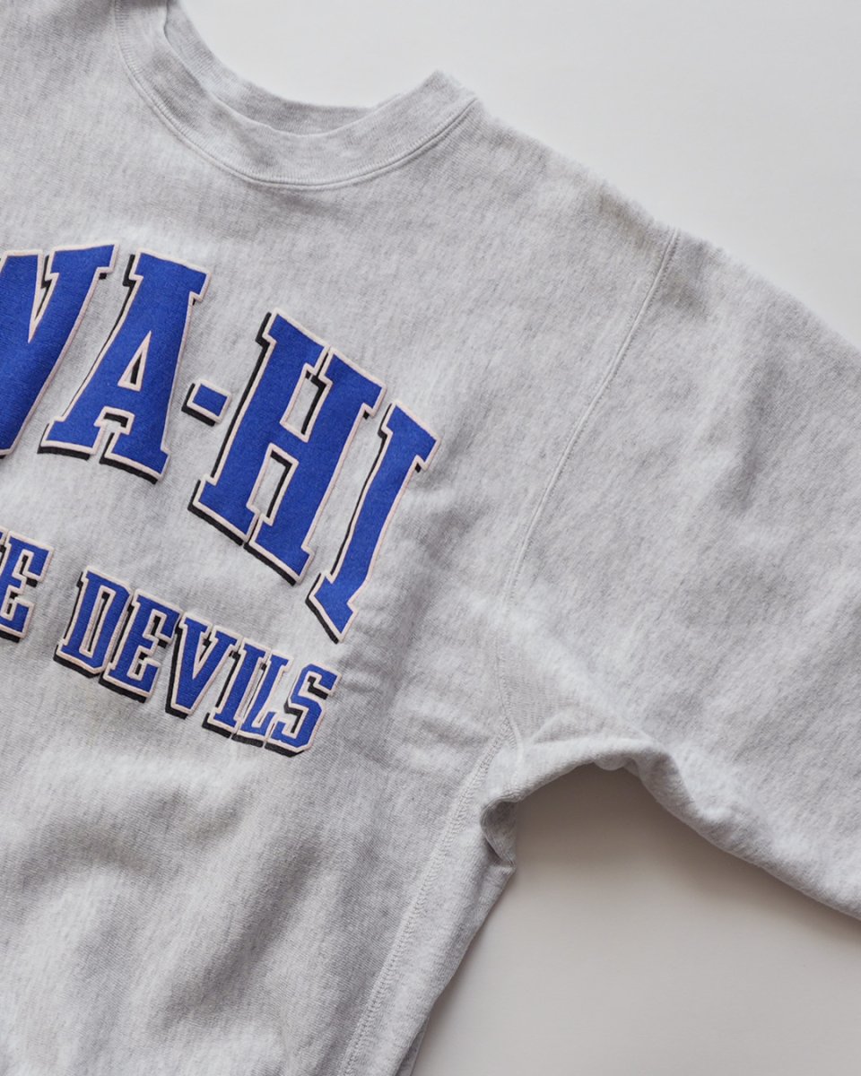 画像4: 〜90's College House REVERSE WEAVE style PUFF PRINT CREW NECK SWEAT "WA-HI BLUE DEVILS" (4)