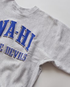 画像4: 〜90's College House REVERSE WEAVE style PUFF PRINT CREW NECK SWEAT "WA-HI BLUE DEVILS" (4)