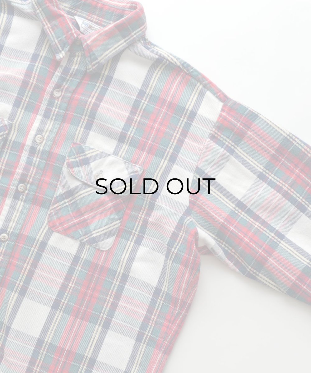 画像3: 80's FIVE BROTHER COTTON CHECK HEAVY FLANNEL SHIRT "MADE IN USA" (3)