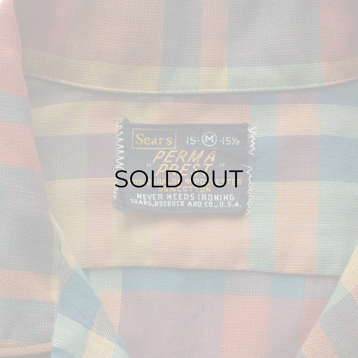 画像6: 〜70's Sears "PERMA PREST" COTTON POLYESTER CHECK LOOP COLLAR SHIRT (6)