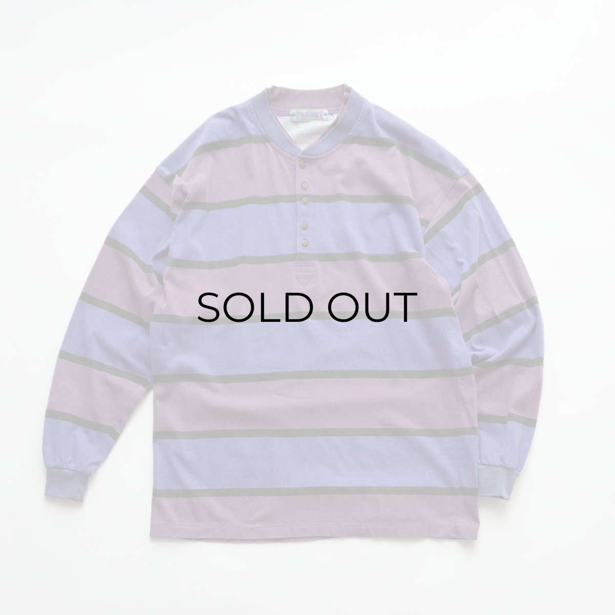 画像1: 90's PERMIT COTTON PRINT BORDER HENLEY NECK L/S TEE  (1)