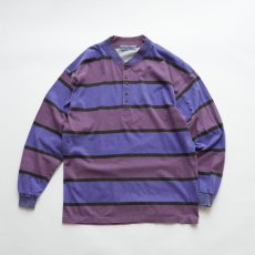画像1: 90's PERMIT COTTON PRINT BORDER HENLEY NECK L/S TEE  (1)