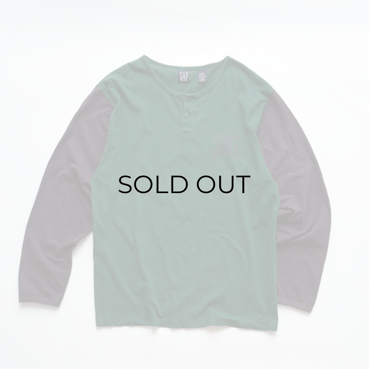 画像1: 90's GAP COTTON PRINT HENLEY NECK BASEBALL UNDER style L/S TEE (1)