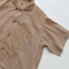 画像3: 40's Pilgrim "NOBILITY" COTTON PRINT HOUNDSTOOTH CHECK S/S OPEN COLLAR BOX SHIRT (3)