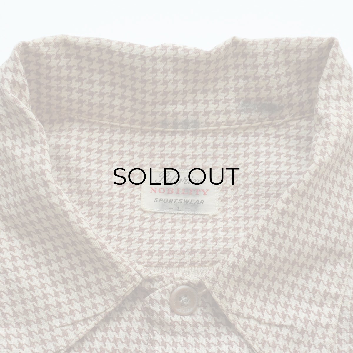 画像5: 40's Pilgrim "NOBILITY" COTTON PRINT HOUNDSTOOTH CHECK S/S OPEN COLLAR BOX SHIRT (5)