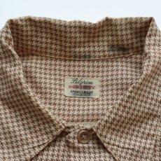 画像5: 40's Pilgrim "NOBILITY" COTTON PRINT HOUNDSTOOTH CHECK S/S OPEN COLLAR BOX SHIRT (5)