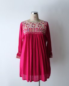 画像9: OLD UNKNOWN BRAND EMBROIDERED COTTON GAUZE TUNIC (9)