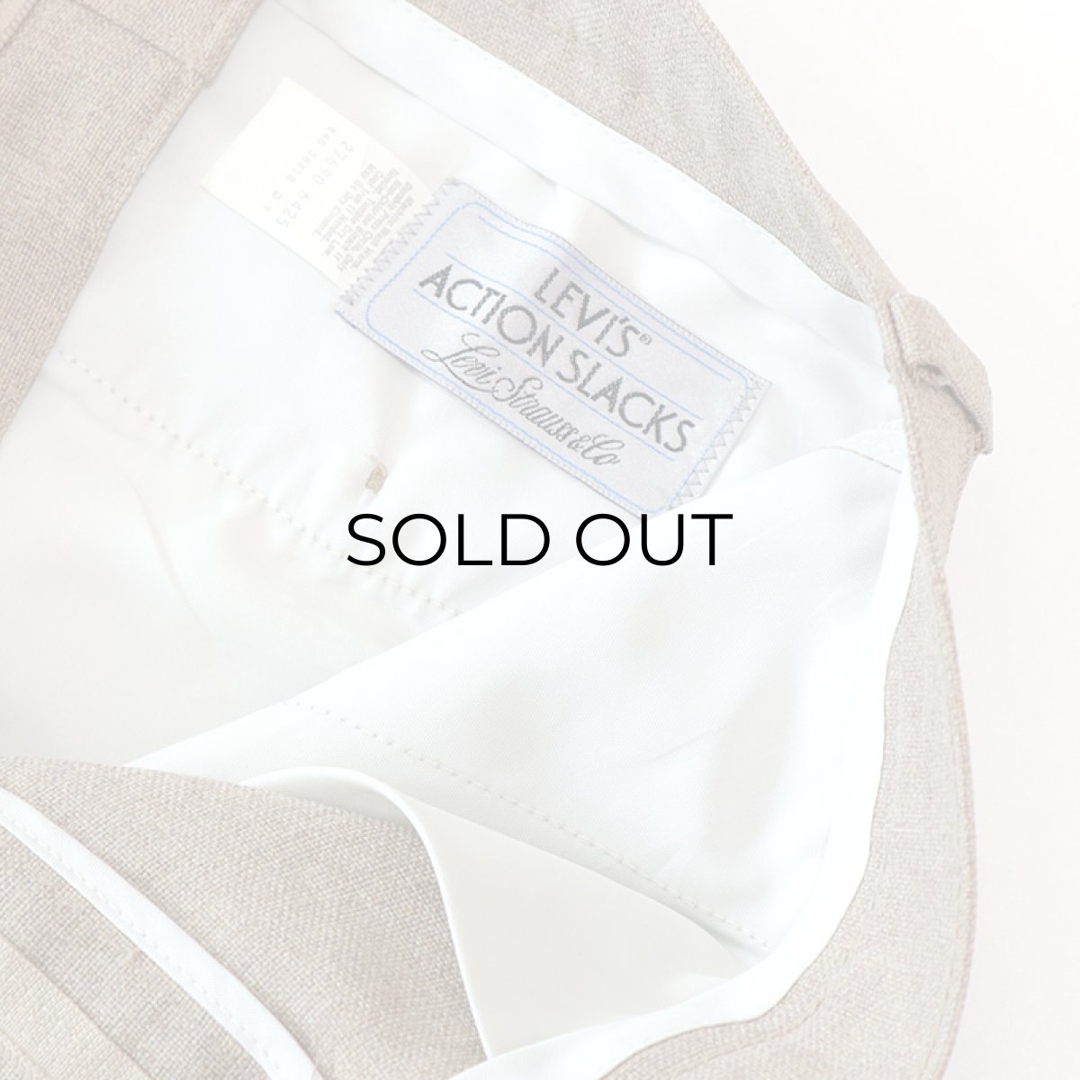 画像9: 〜90's Levi's "ACTION SLACKS" POLYESTER PANTS "MADE IN USA"【BEIGE  W33 程度】 (9)