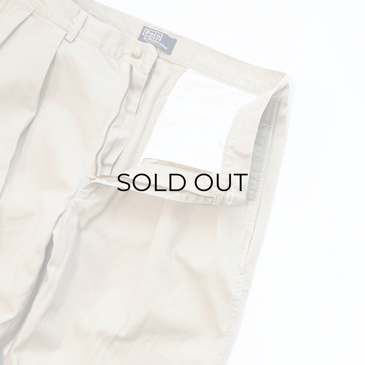 画像3: 〜90's Polo by Ralph Lauren "POLO CHINO" COTTON TWILL TUCK PANTS "MADE IN USA"【W33 x L32 程度】 (3)