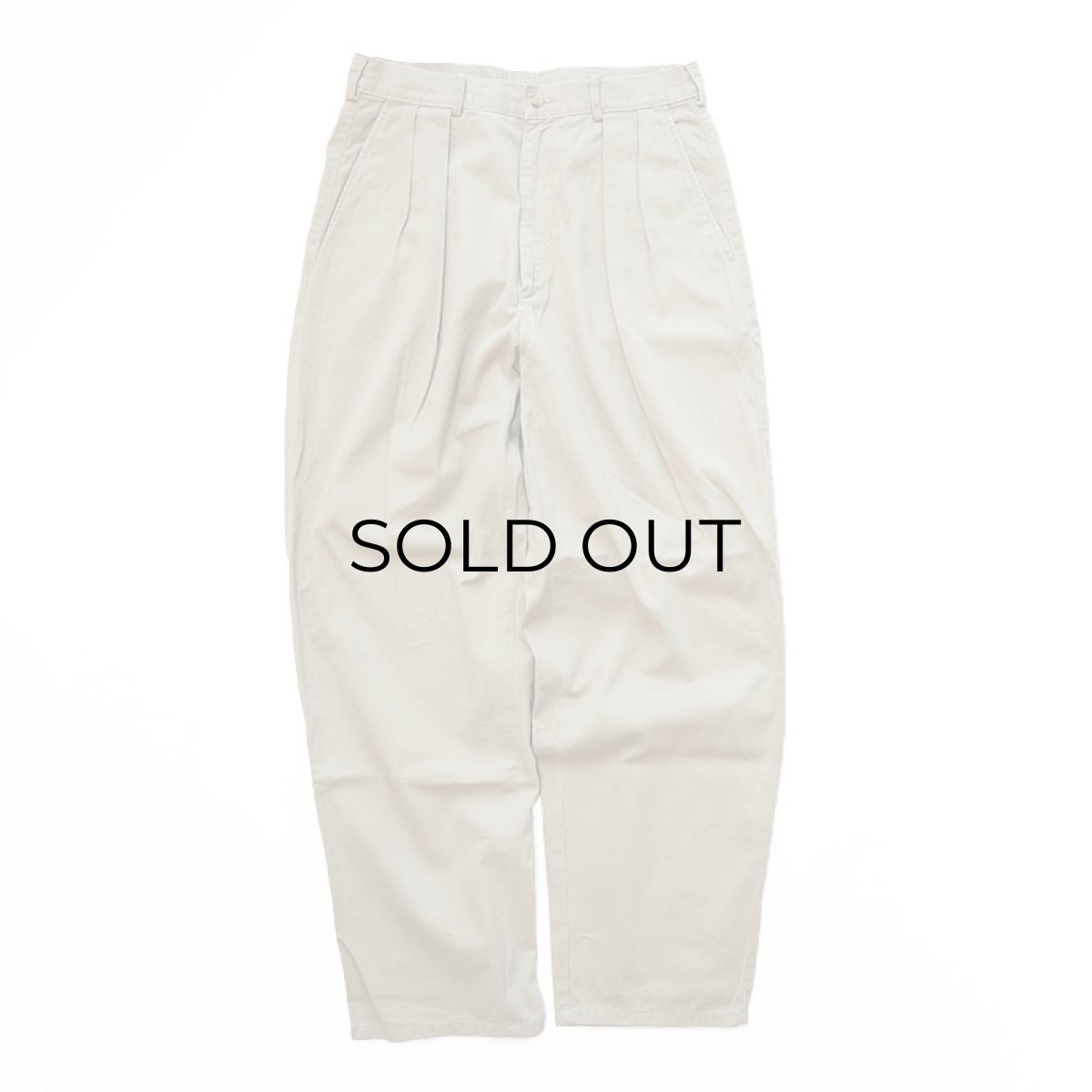 画像1: 80's UNKNOWN BRAND COTTON TWILL TUCK PANTS【W31 x L30 程度】 (1)