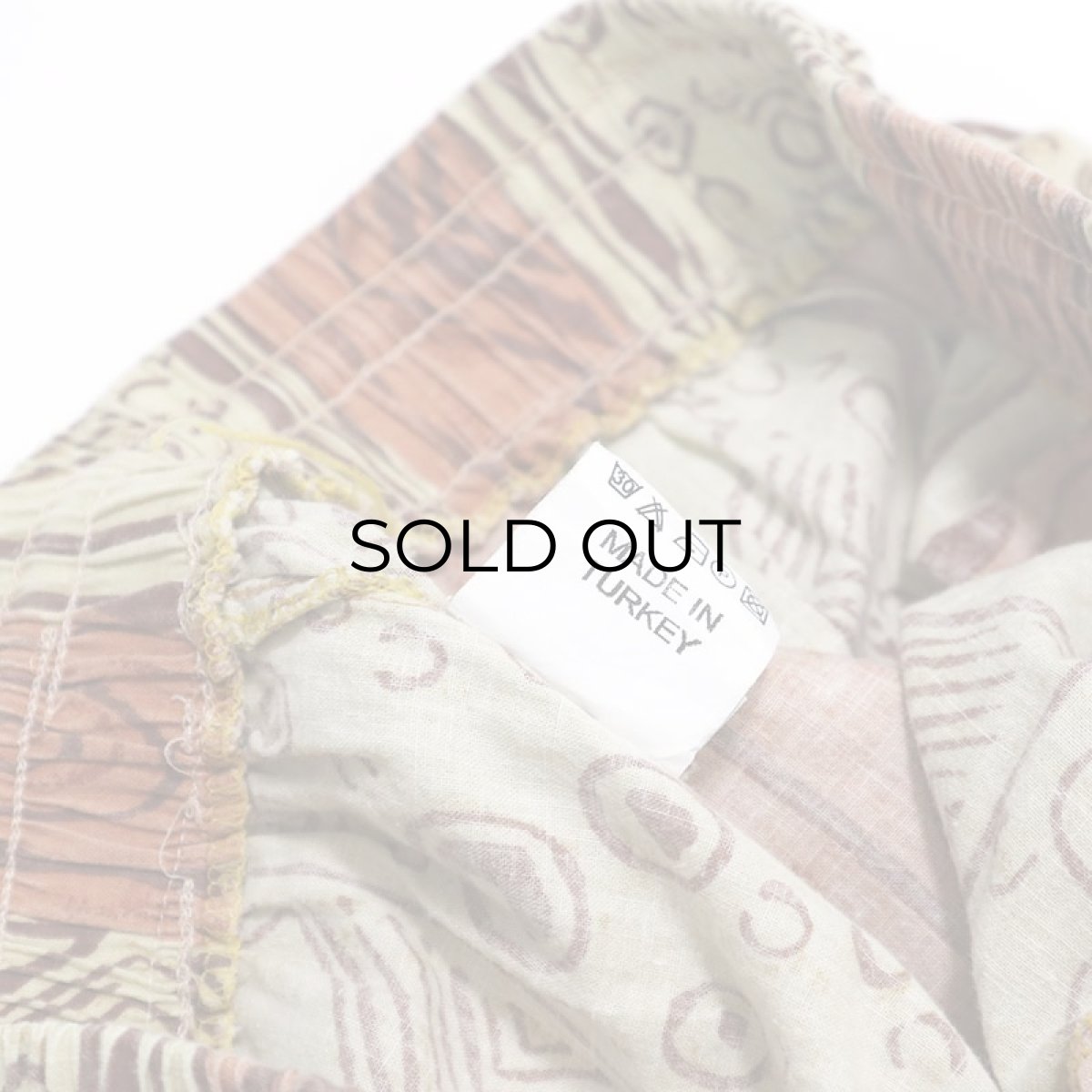 画像9: 80's UNKNOWN BRAND COTTON ALL OVER PATTERN EASY BEACH PANTS "MADE IN TURKEY" (9)