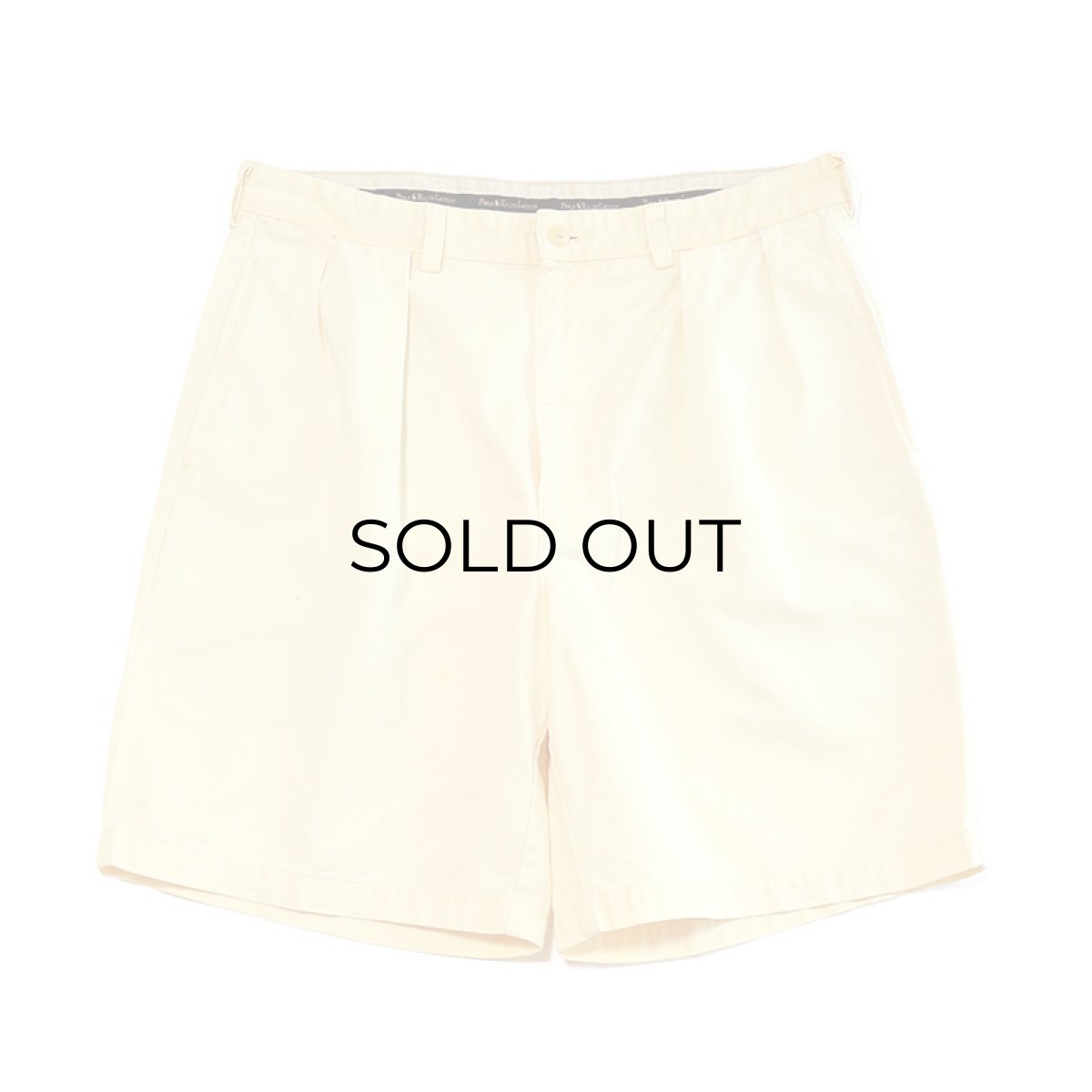 画像2: 90's Polo by Ralph Lauren "POLO CHINO" COTTON TWILL TUCK SHORTS "MADE IN USA" 【W35 程度】 (2)