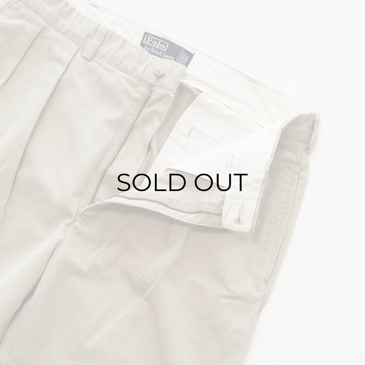 画像4: 90's Polo by Ralph Lauren "POLO CHINO" COTTON TWILL TUCK PANTS【W34 x L32 程度】 (4)