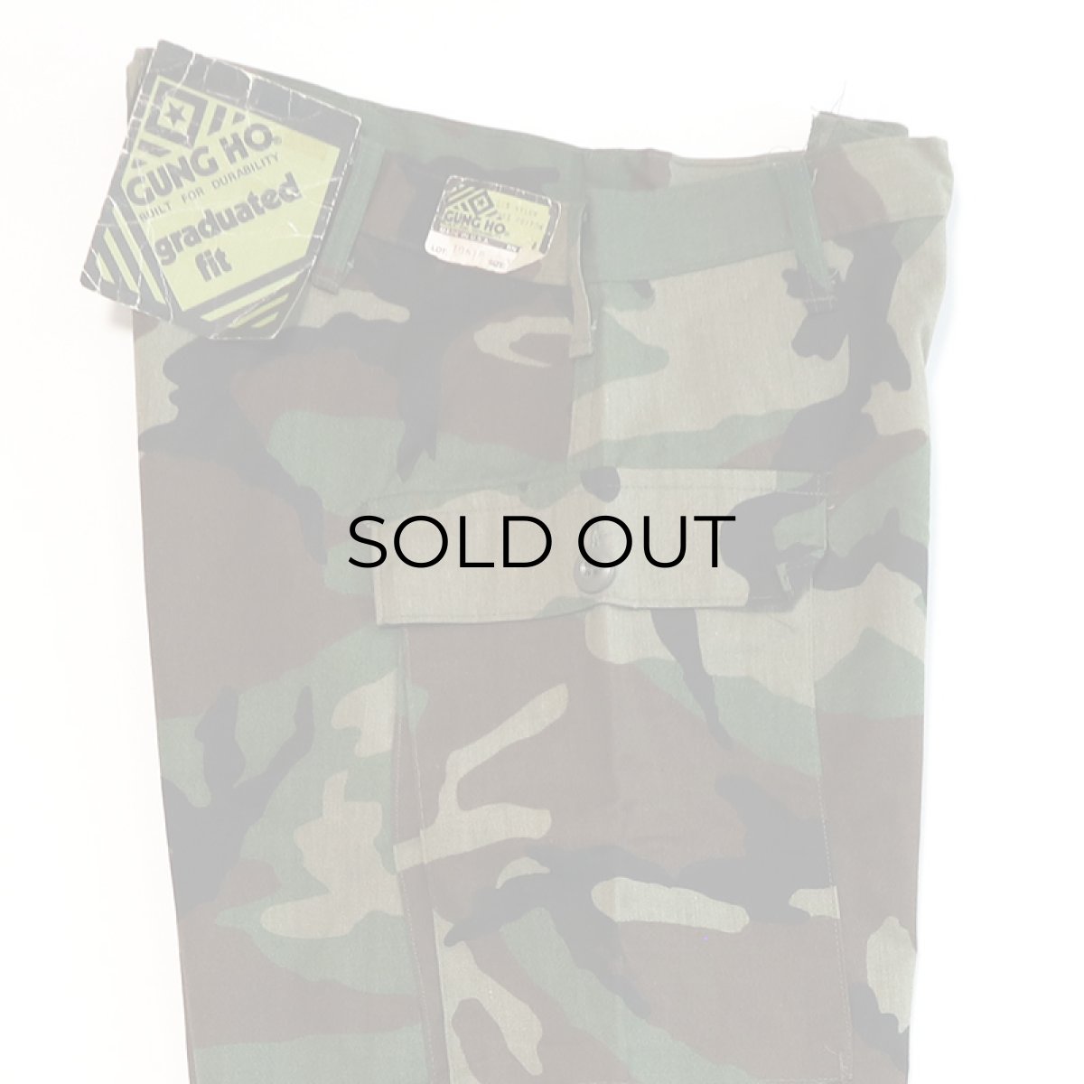 画像8: 〜80's GUNG HO COTTON NYLON WOODLAND CAMOUFLAGE M-43 style CARGO PANTS "DEADSTOCK"【W34 x L32 程度】 (8)