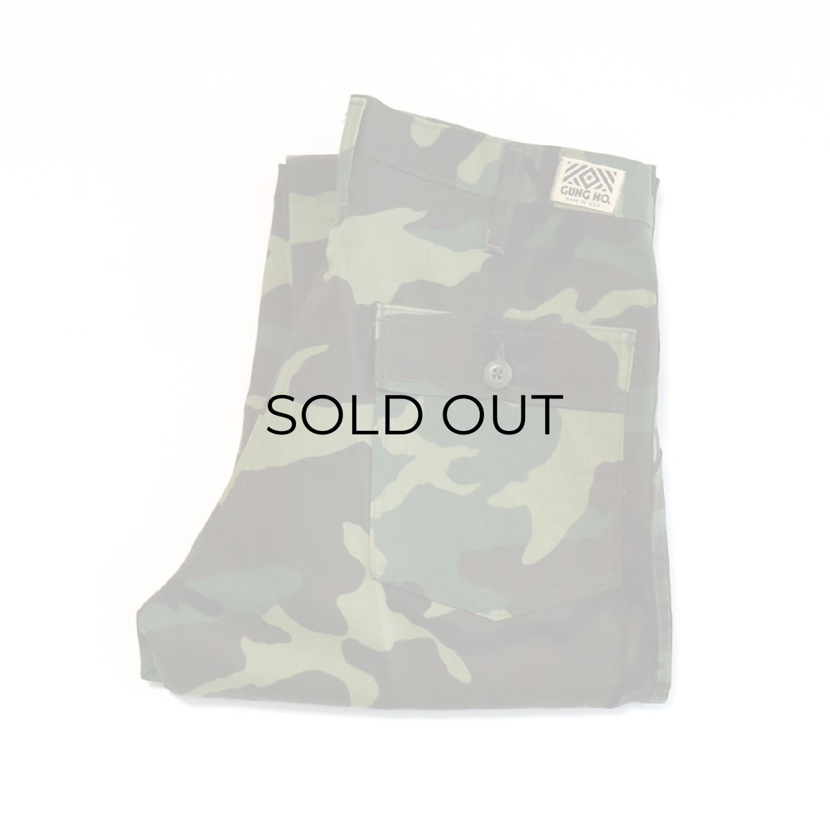 画像1: 〜80's GUNG HO COTTON NYLON WOODLAND CAMOUFLAGE BAKER style WORK PANTS "DEADSTOCK"【W34 x L30 程度】 (1)