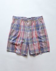 画像1: 〜90's Polo by Ralph Lauren COTTON MADRAS CHECK TUCK SHORTS "MADE IN USA" 【W36 程度】 (1)