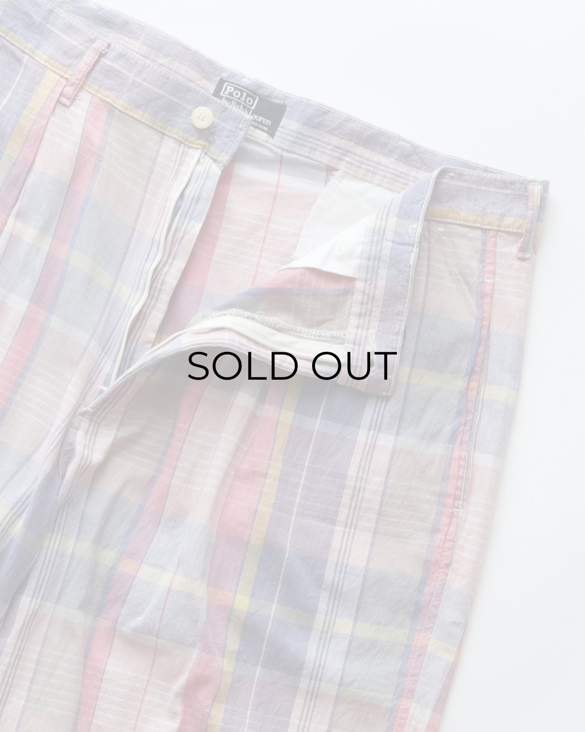 画像4: 〜90's Polo by Ralph Lauren COTTON MADRAS CHECK TUCK SHORTS "MADE IN USA" 【W36 程度】 (4)