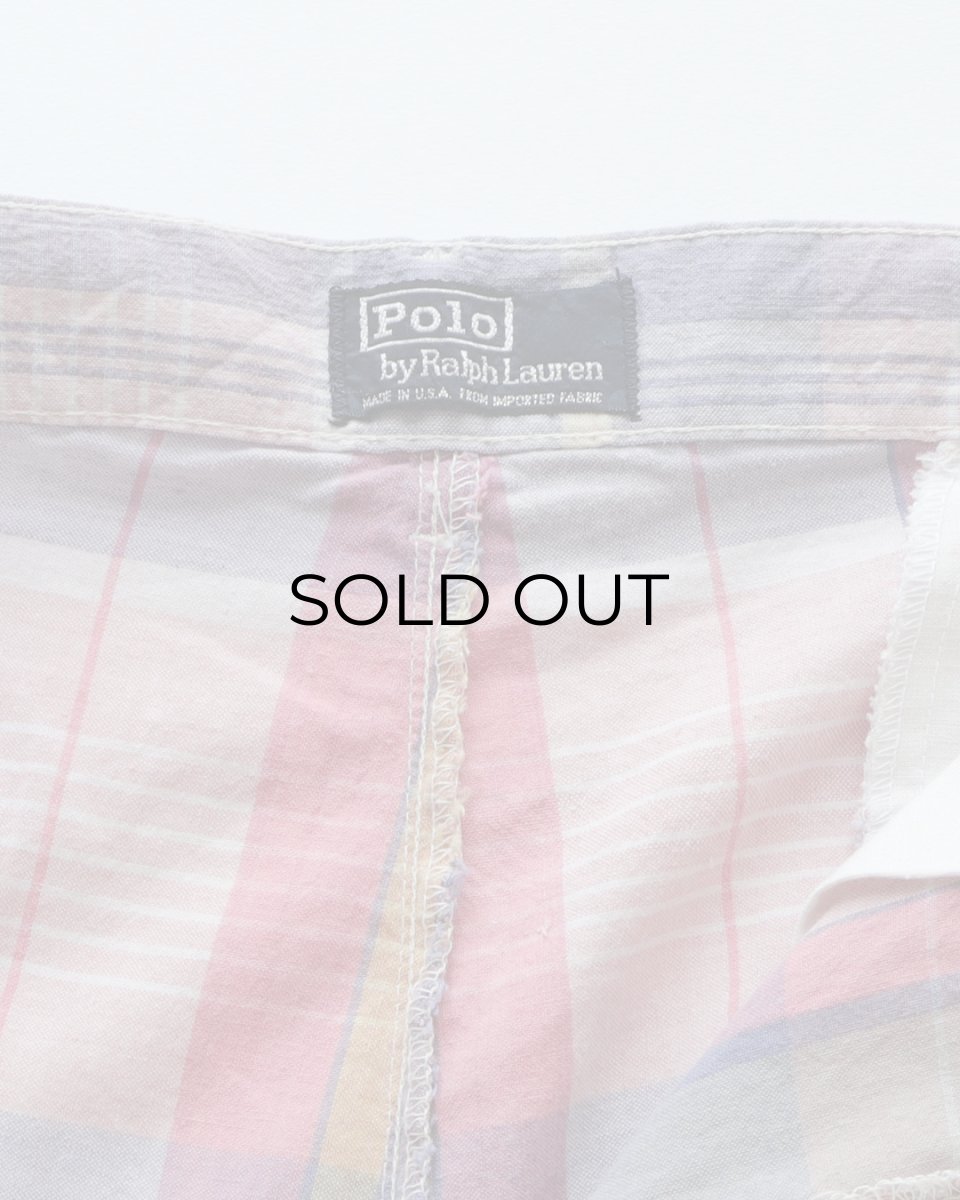 画像7: 〜90's Polo by Ralph Lauren COTTON MADRAS CHECK TUCK SHORTS "MADE IN USA" 【W36 程度】 (7)