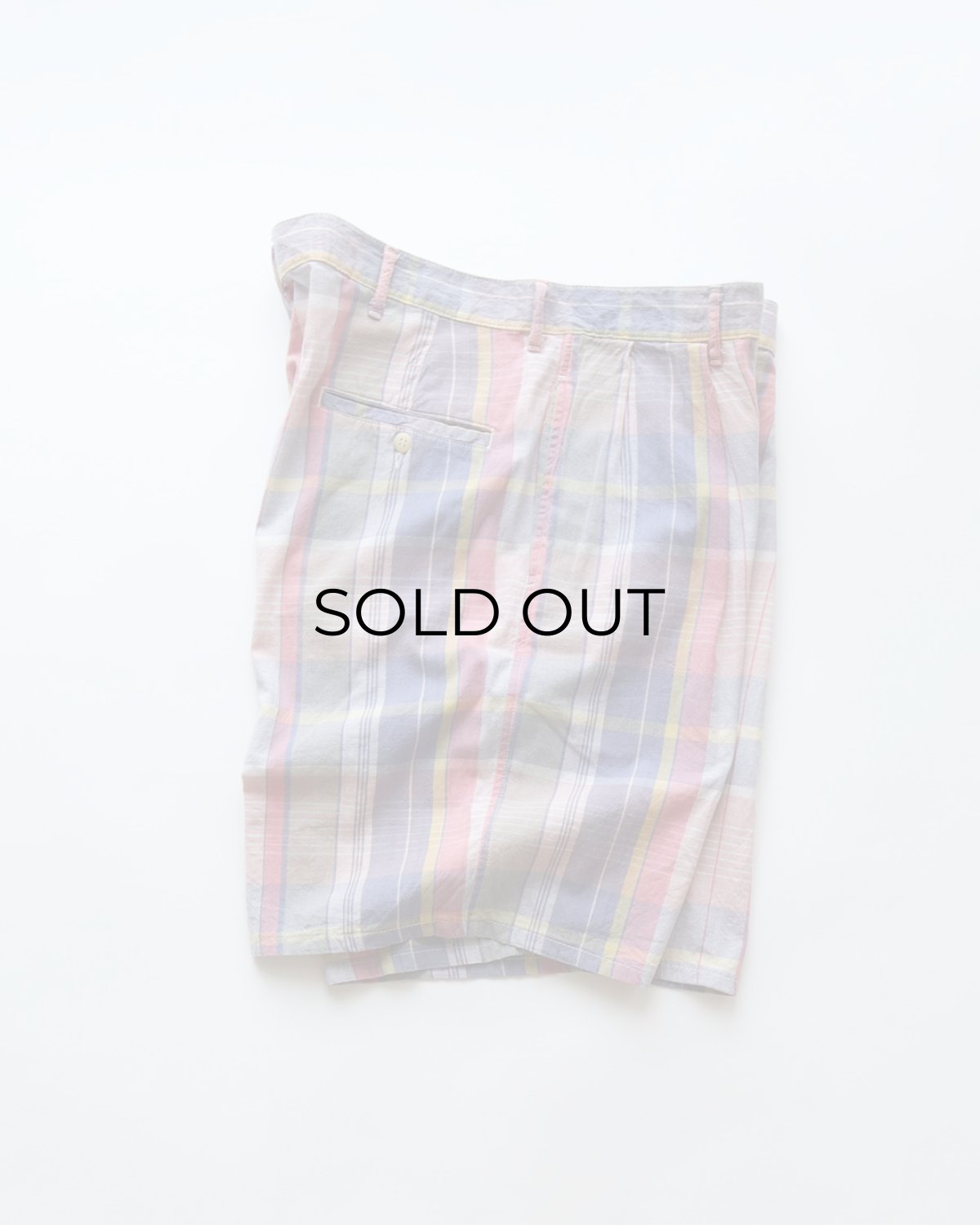 画像2: 〜90's Polo by Ralph Lauren COTTON MADRAS CHECK TUCK SHORTS "MADE IN USA" 【W36 程度】 (2)