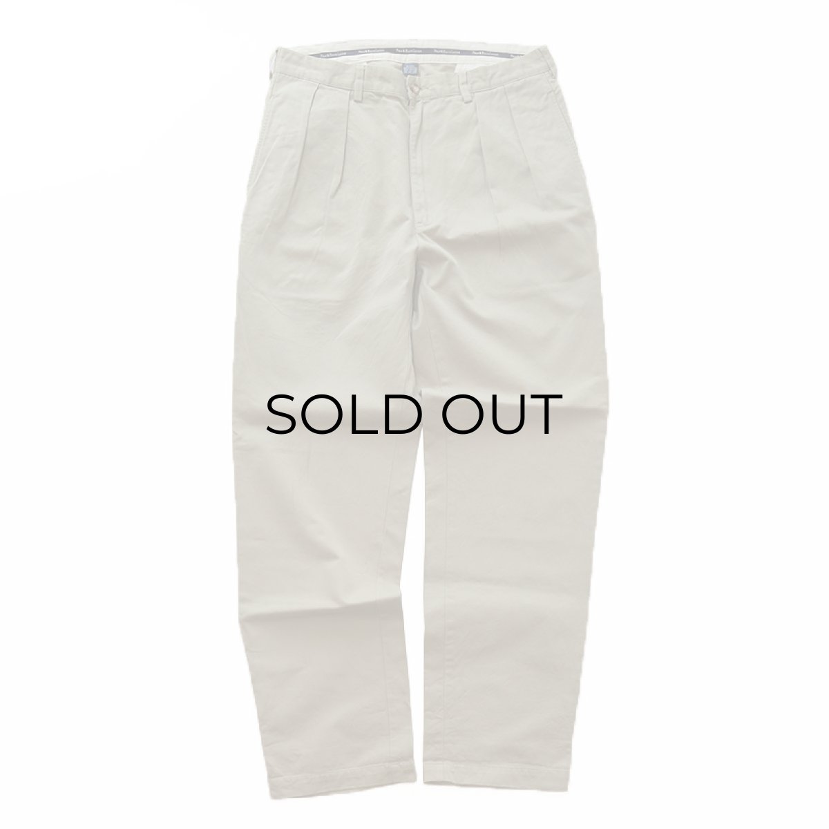 画像2: 90's Polo by Ralph Lauren "POLO CHINO" COTTON TWILL TUCK PANTS【W35 x L34 程度】 (2)