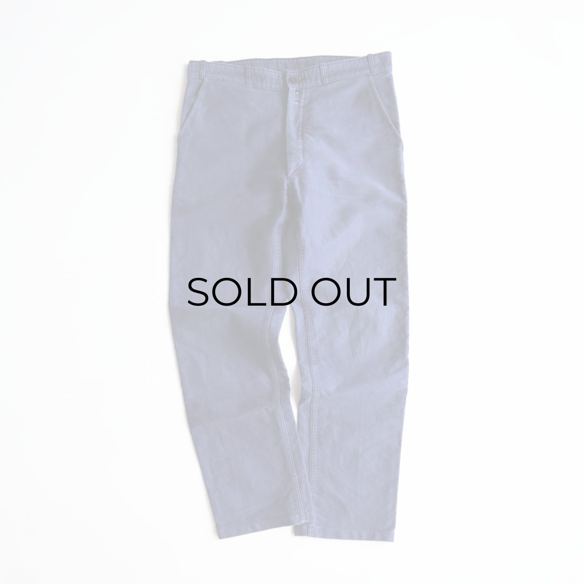 画像2: 60's UNKNOWN BRAND COTTON MOLESKIN FRENCH WORK PANTS "Made in France"　【W35 x L31.5 程度】 (2)