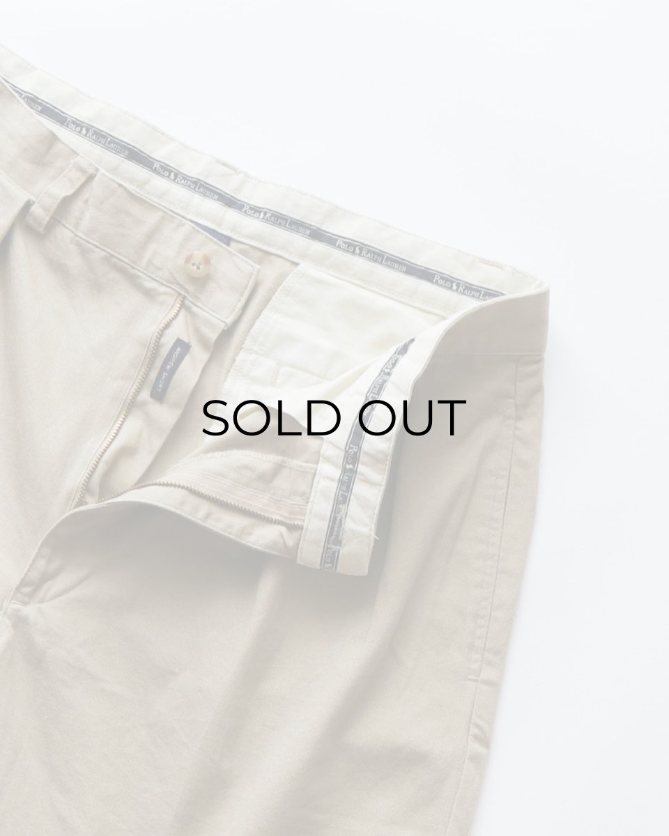 画像4: 〜00's Polo by Ralph Lauren "POLO CHINO" COTTON TWILL TUCK SHORTS 【W34 程度】 (4)