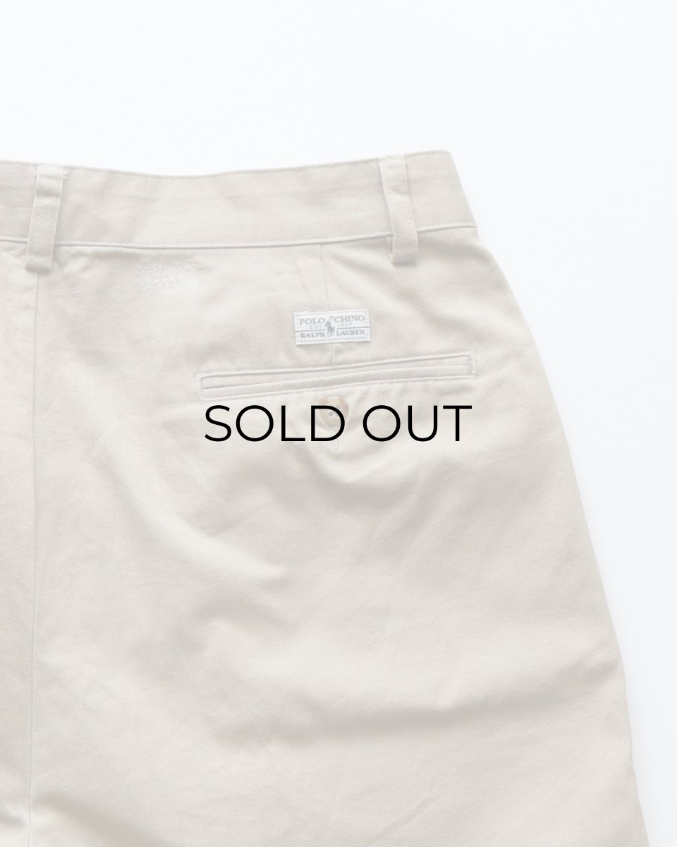 画像6: 〜00's Polo by Ralph Lauren "POLO CHINO" COTTON TWILL TUCK SHORTS 【W34 程度】 (6)