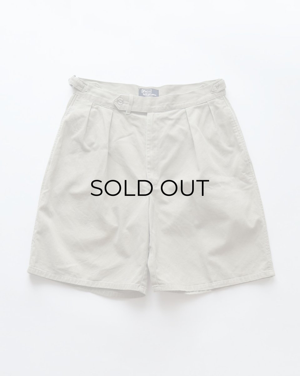 画像1: 〜90's Polo by Ralph Lauren COTTON TWILL SIDE ADJUSTER TUCK SHORTS "MADE IN USA" 【〜W32 程度】 (1)