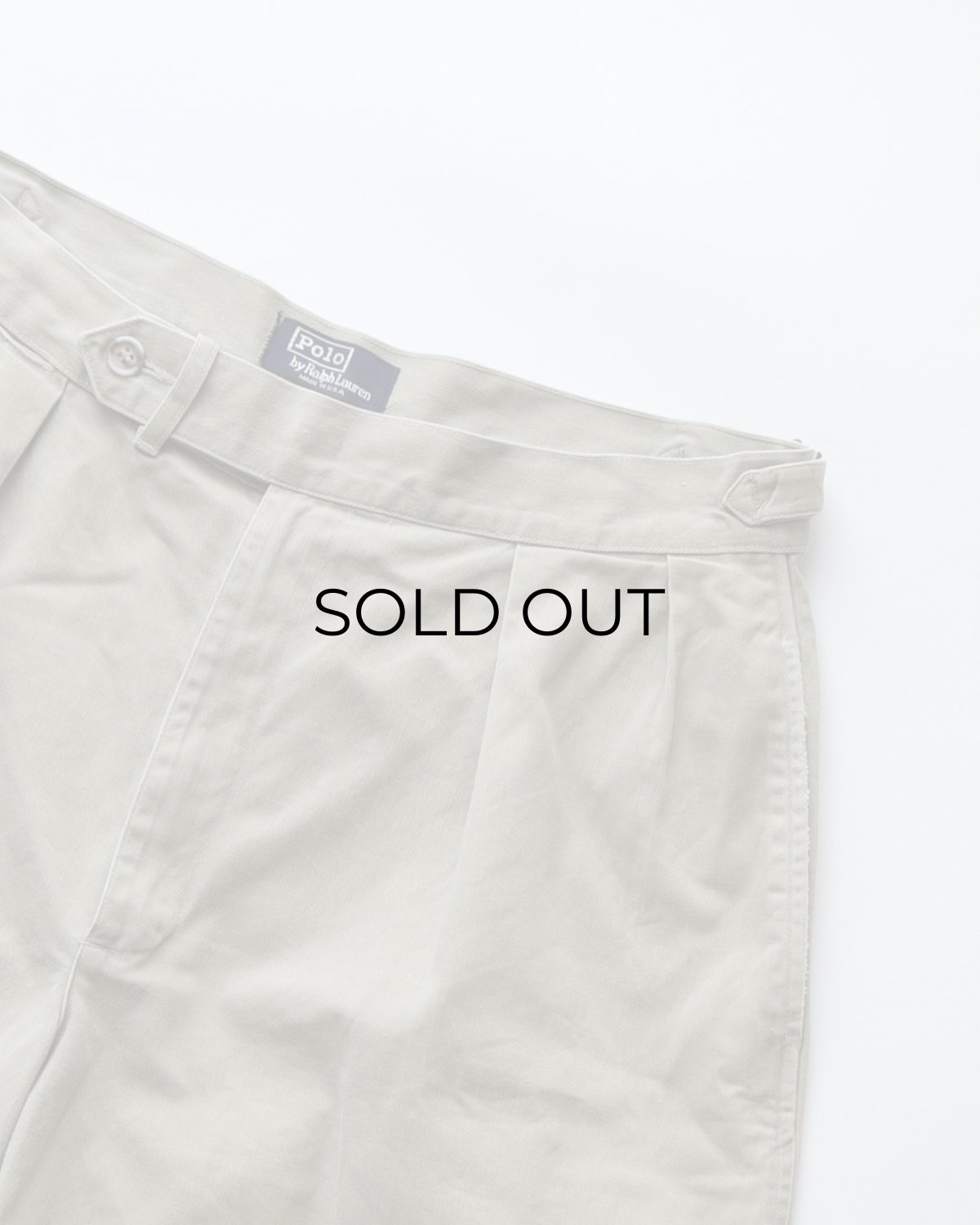 画像4: 〜90's Polo by Ralph Lauren COTTON TWILL SIDE ADJUSTER TUCK SHORTS "MADE IN USA" 【〜W32 程度】 (4)