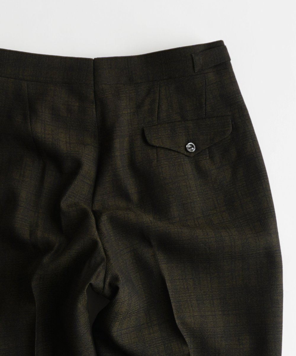 画像5: 〜60's UNKNOWN BRAND WOOL CHECK SIDE ADJUSTER TUCK DRESS SLACKS【W30 x L29 程度】 (5)