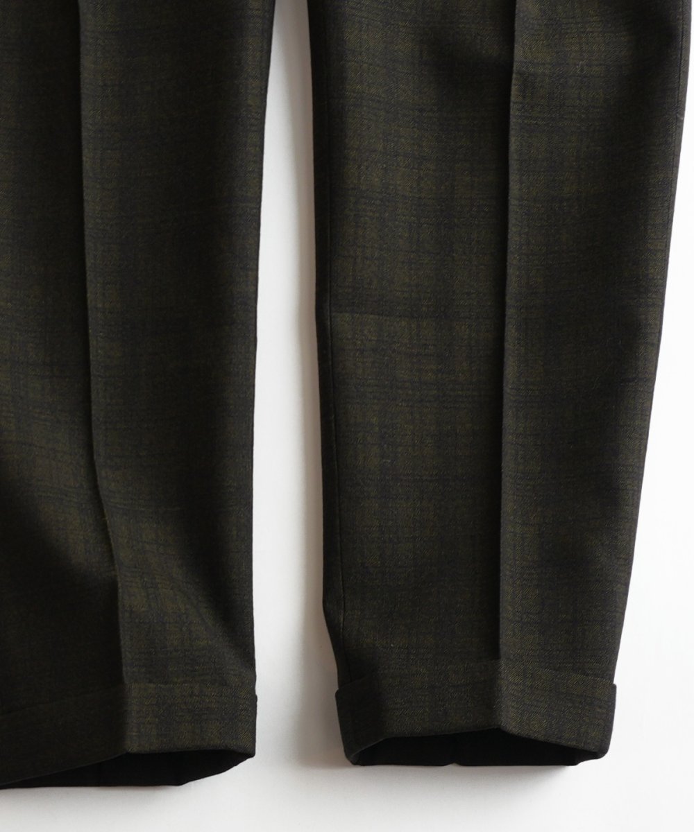 画像4: 〜60's UNKNOWN BRAND WOOL CHECK SIDE ADJUSTER TUCK DRESS SLACKS【W30 x L29 程度】 (4)
