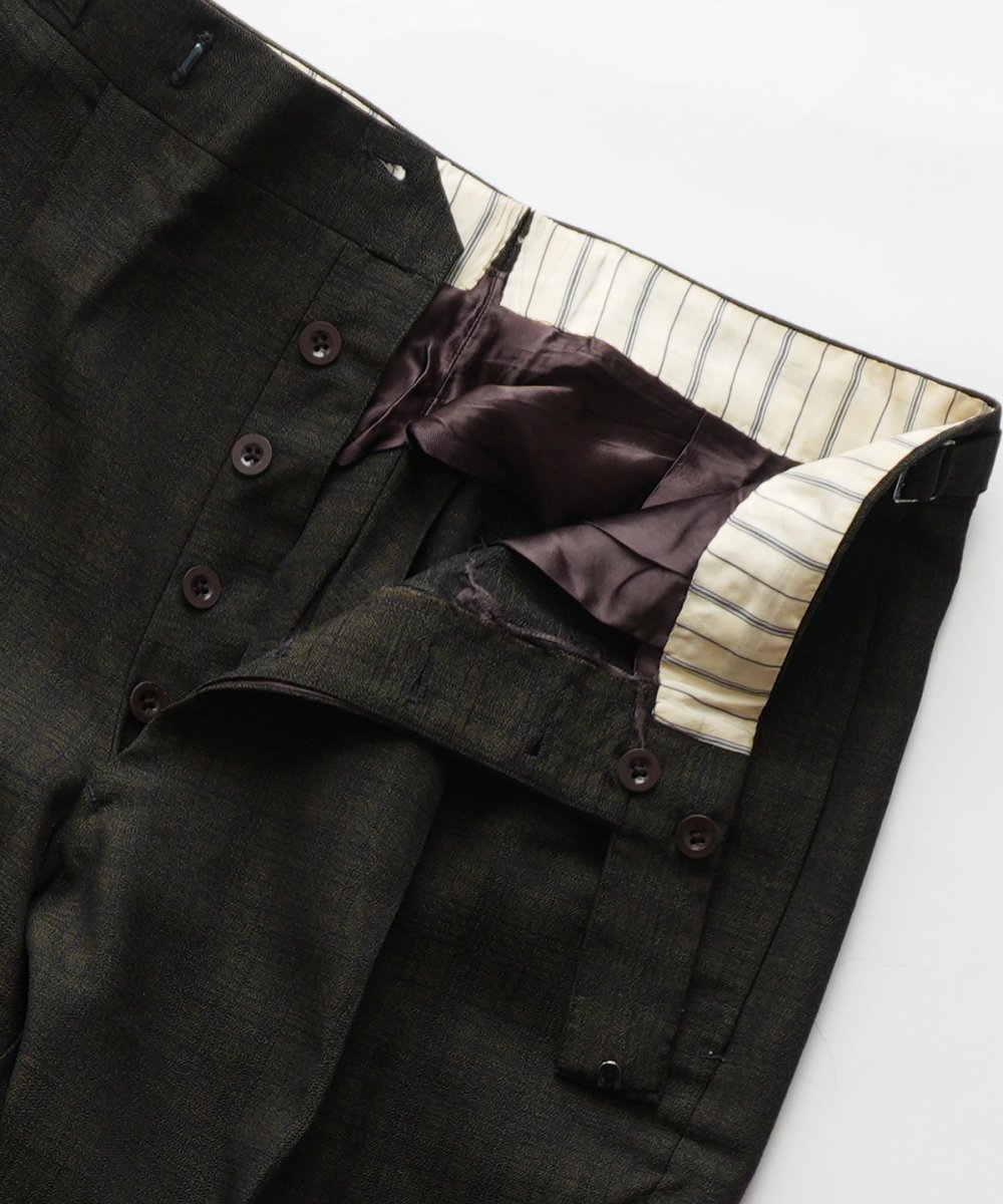 画像3: 〜60's UNKNOWN BRAND WOOL CHECK SIDE ADJUSTER TUCK DRESS SLACKS【W30 x L29 程度】 (3)