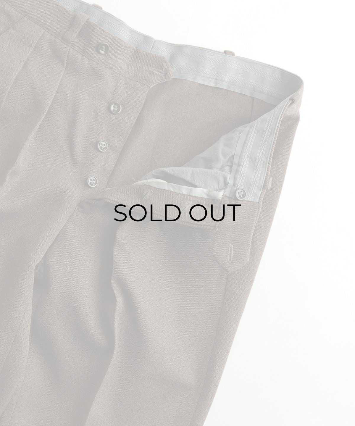 画像4: 〜70's UNKNOWN BRAND WOOL GABARDINE TUCK SLACKS【W33 x L31 程度】 (4)