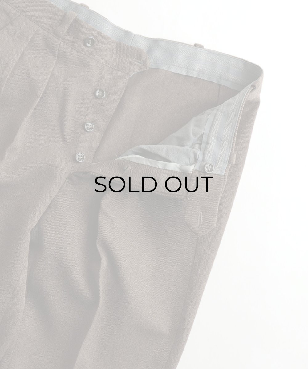 画像4: 〜70's UNKNOWN BRAND WOOL GABARDINE TUCK SLACKS【W33 x L31 程度】 (4)