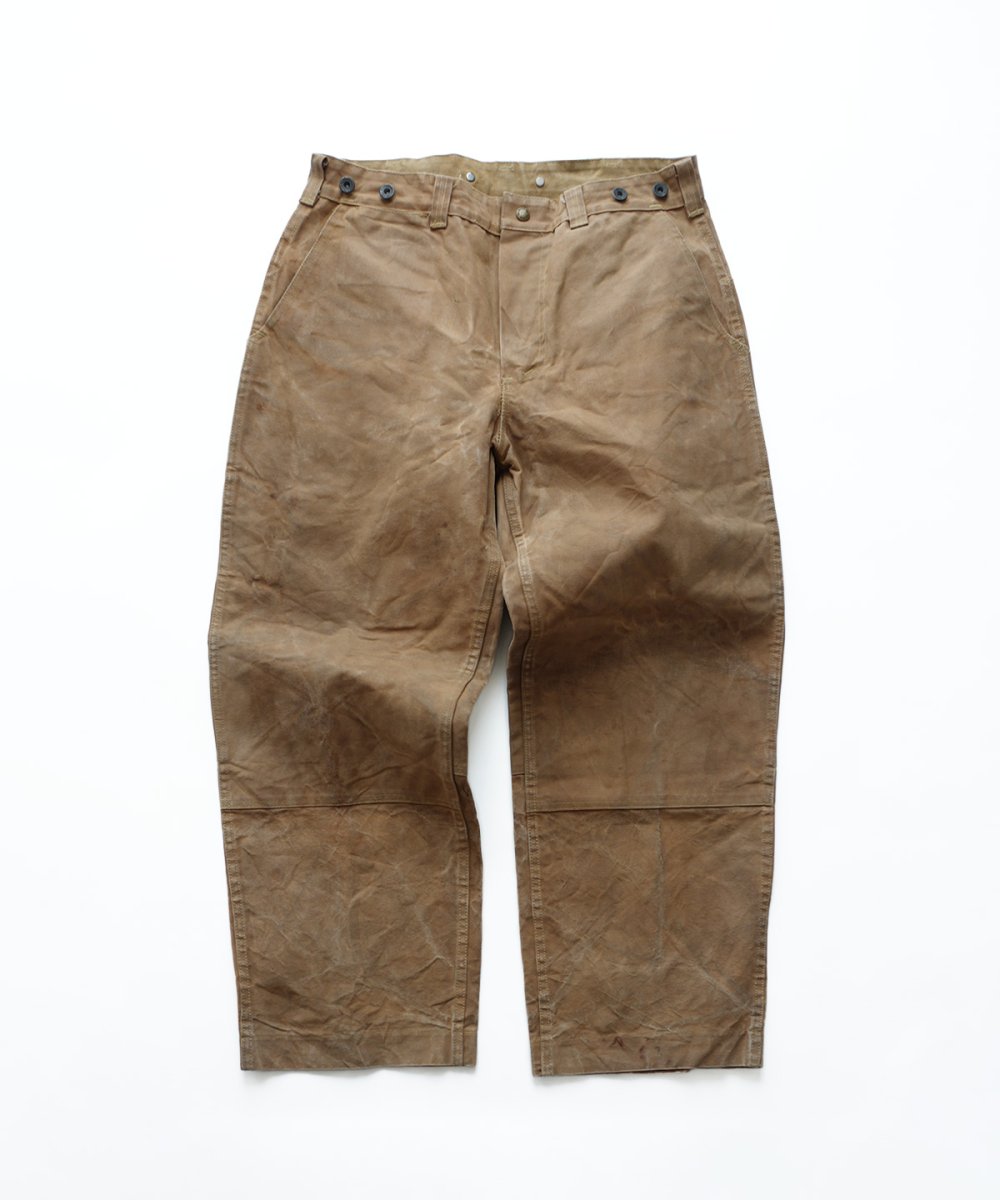 画像1: OLD FILSON WAXED COTTON CANVAS W-KNEE WORK TROUSERS "MADE IN USA"　【W35 x L29.5 程度】 (1)