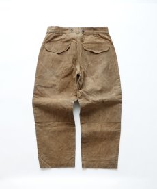 画像2: OLD FILSON WAXED COTTON CANVAS W-KNEE WORK TROUSERS "MADE IN USA"　【W35 x L29.5 程度】 (2)