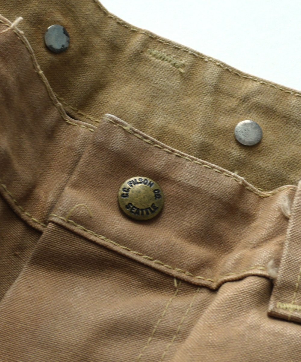 画像9: OLD FILSON WAXED COTTON CANVAS W-KNEE WORK TROUSERS "MADE IN USA"　【W35 x L29.5 程度】 (9)