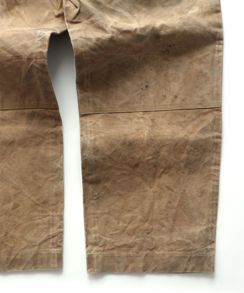 画像6: OLD FILSON WAXED COTTON CANVAS W-KNEE WORK TROUSERS "MADE IN USA"　【W35 x L29.5 程度】 (6)