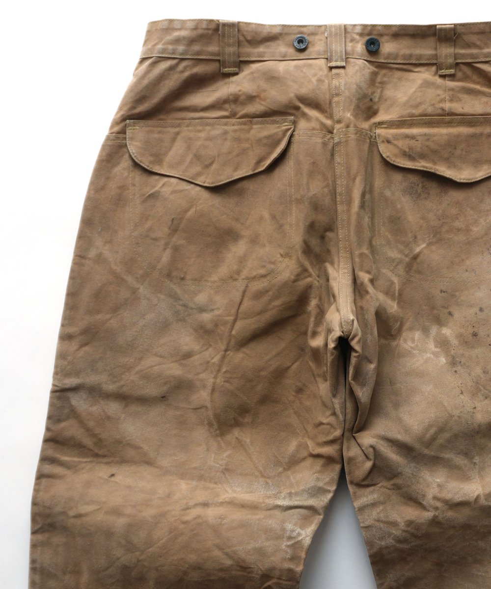 画像7: OLD FILSON WAXED COTTON CANVAS W-KNEE WORK TROUSERS "MADE IN USA"　【W35 x L29.5 程度】 (7)