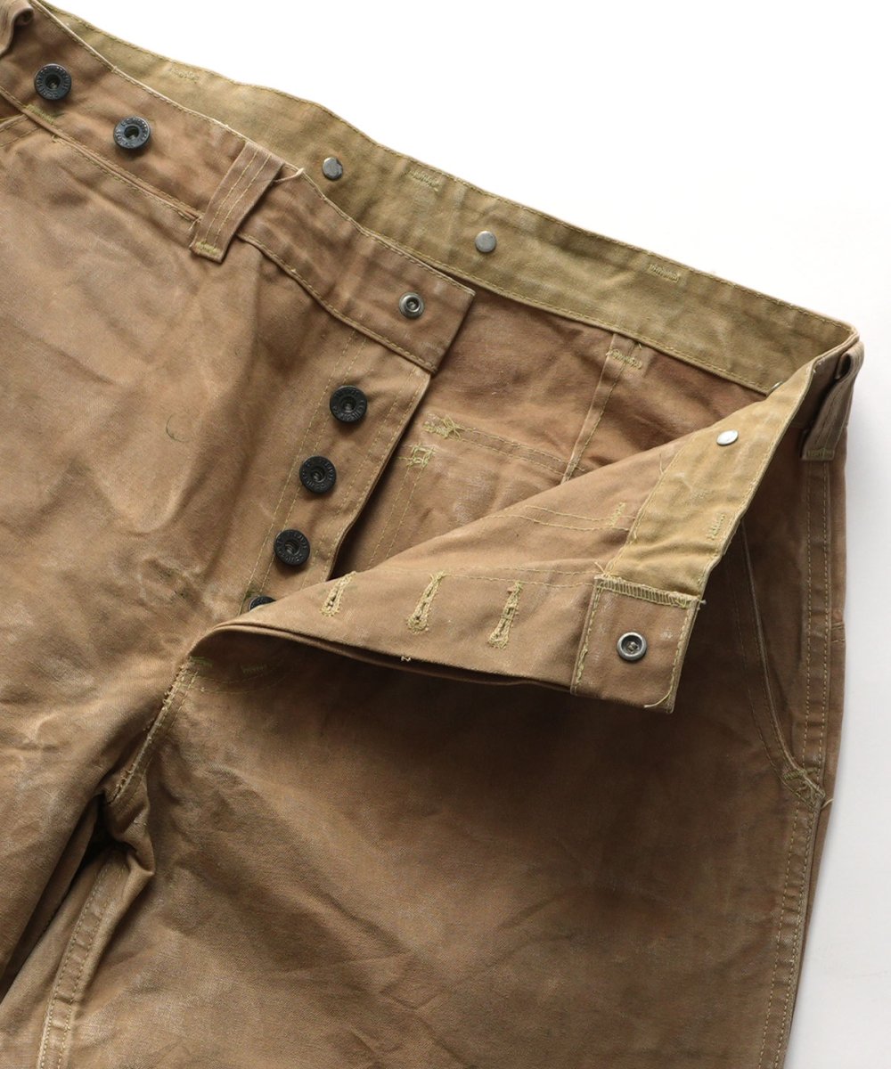 画像4: OLD FILSON WAXED COTTON CANVAS W-KNEE WORK TROUSERS "MADE IN USA"　【W35 x L29.5 程度】 (4)