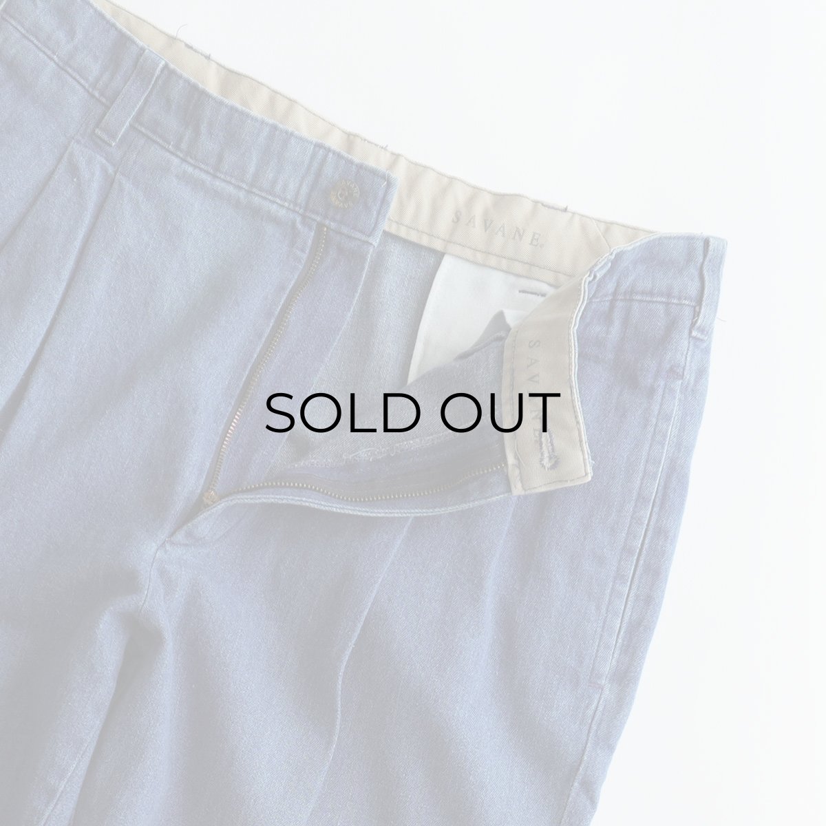 画像4: SAVANE COTTON DENIM TUCK PANTS【W33 x L31 程度】 (4)