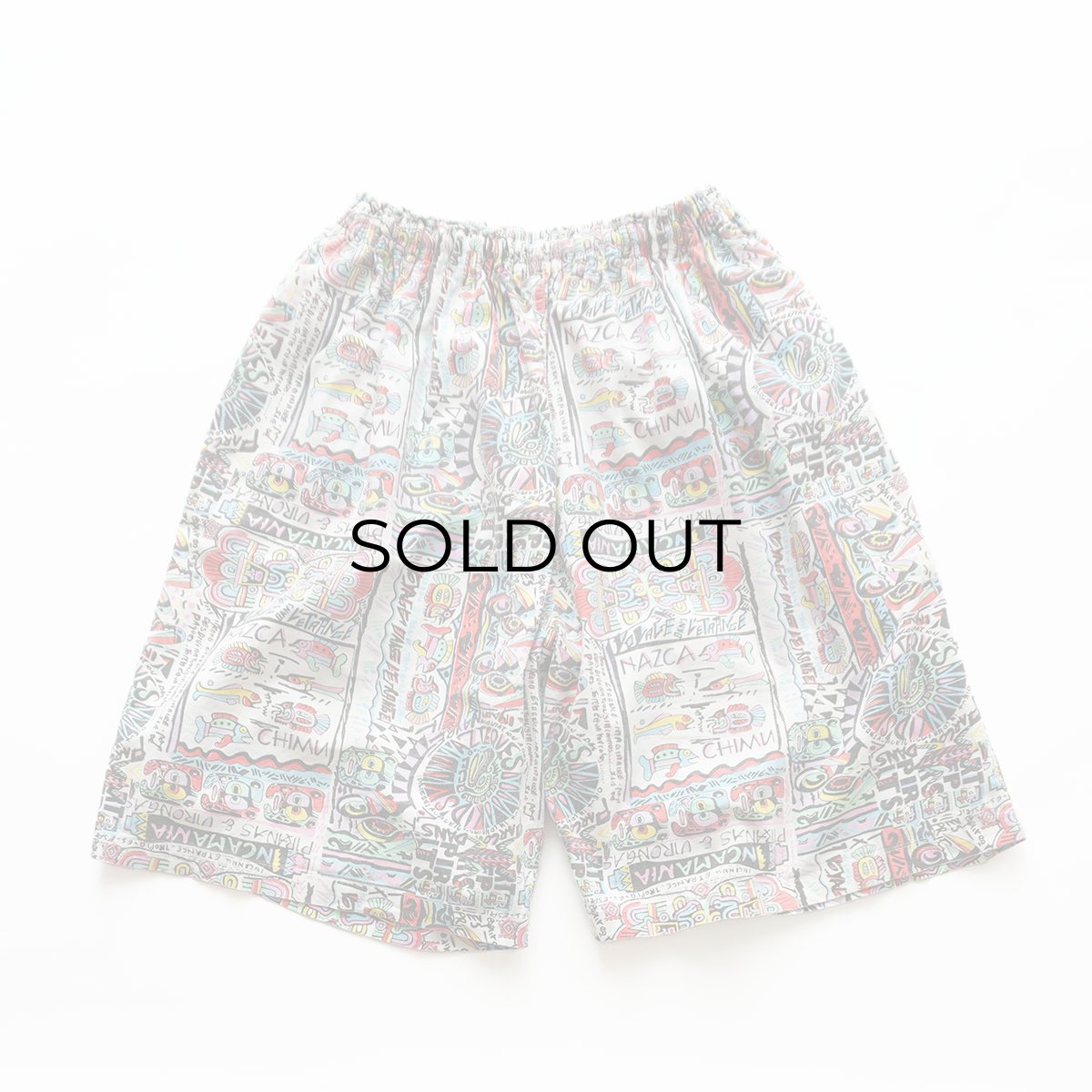 画像1: OLD FAR-OUT COTTON ALL OVER PATTERN BEACH SHORTS (1)