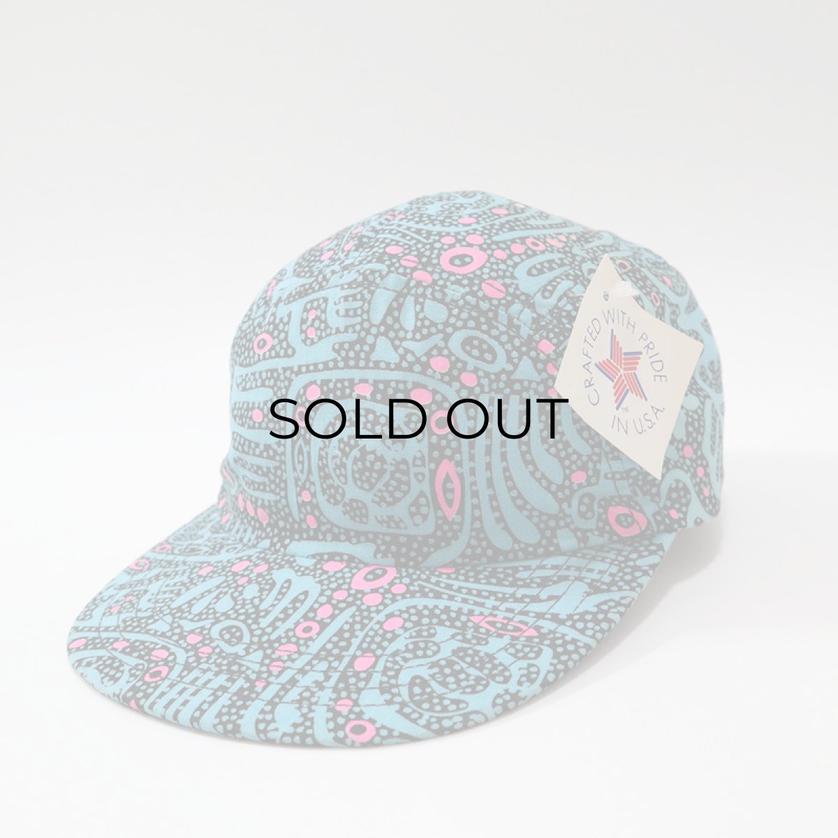 画像2: 80's UNKNOWN BRAND COTTON ALL OVER PATTERN JET CAP "MADE IN USA" "DEADSTOCK" (2)