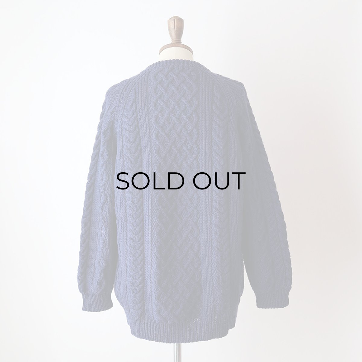 画像9: OLD UNKNOWN BRAND NAVY WOOL HAND KNIT FISHERMAN'S SWEATER (9)