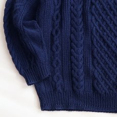 画像5: OLD UNKNOWN BRAND NAVY WOOL HAND KNIT FISHERMAN'S SWEATER (5)